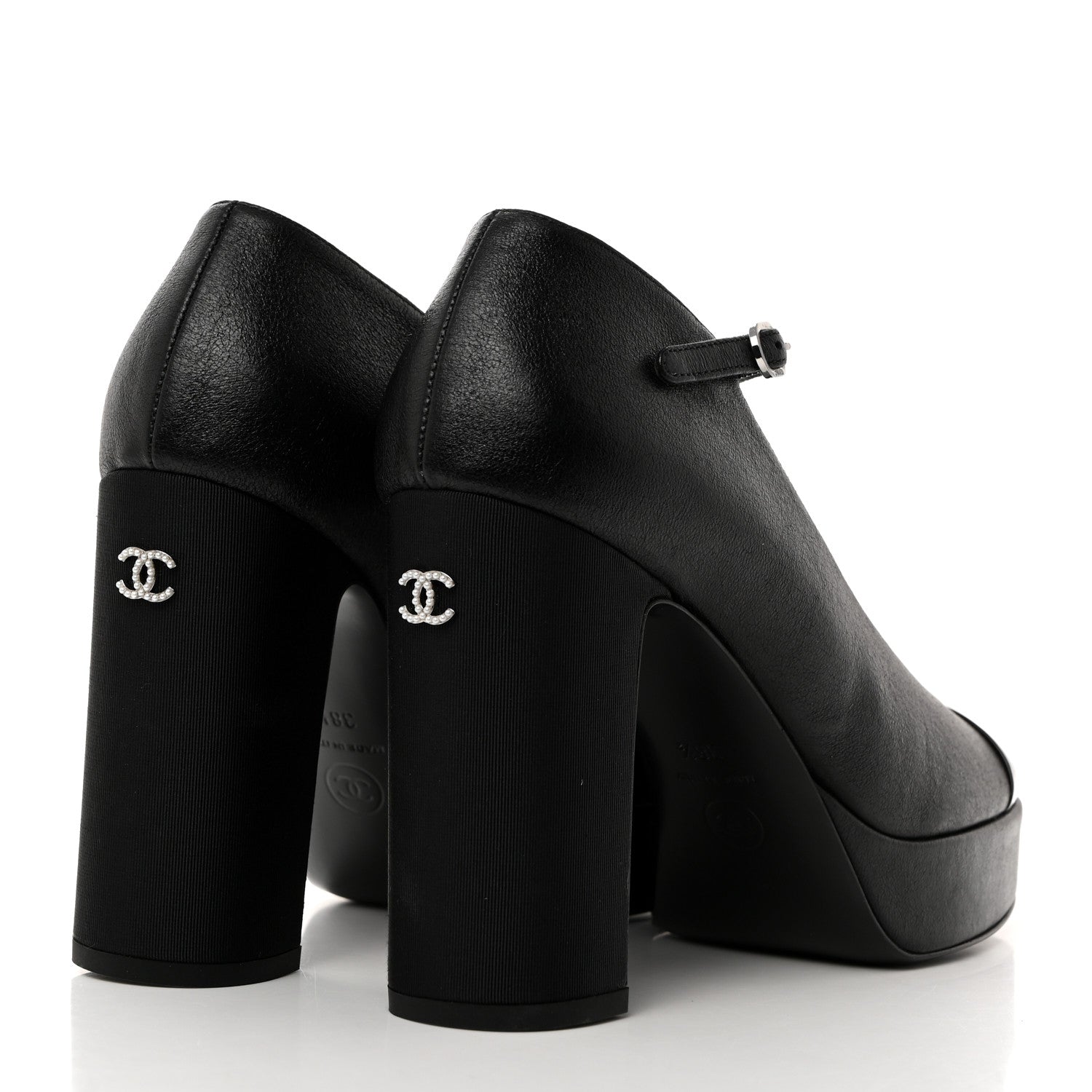 Chanel Lambskin Patent Cap Toe Mary Jane Platform Pumps 38.5 Black 4 of 9