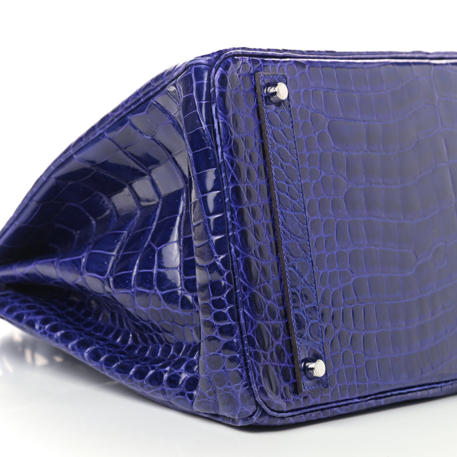 Hermes Shiny Porosus Crocodile Birkin 40 Bleu Electrique 5 of 9