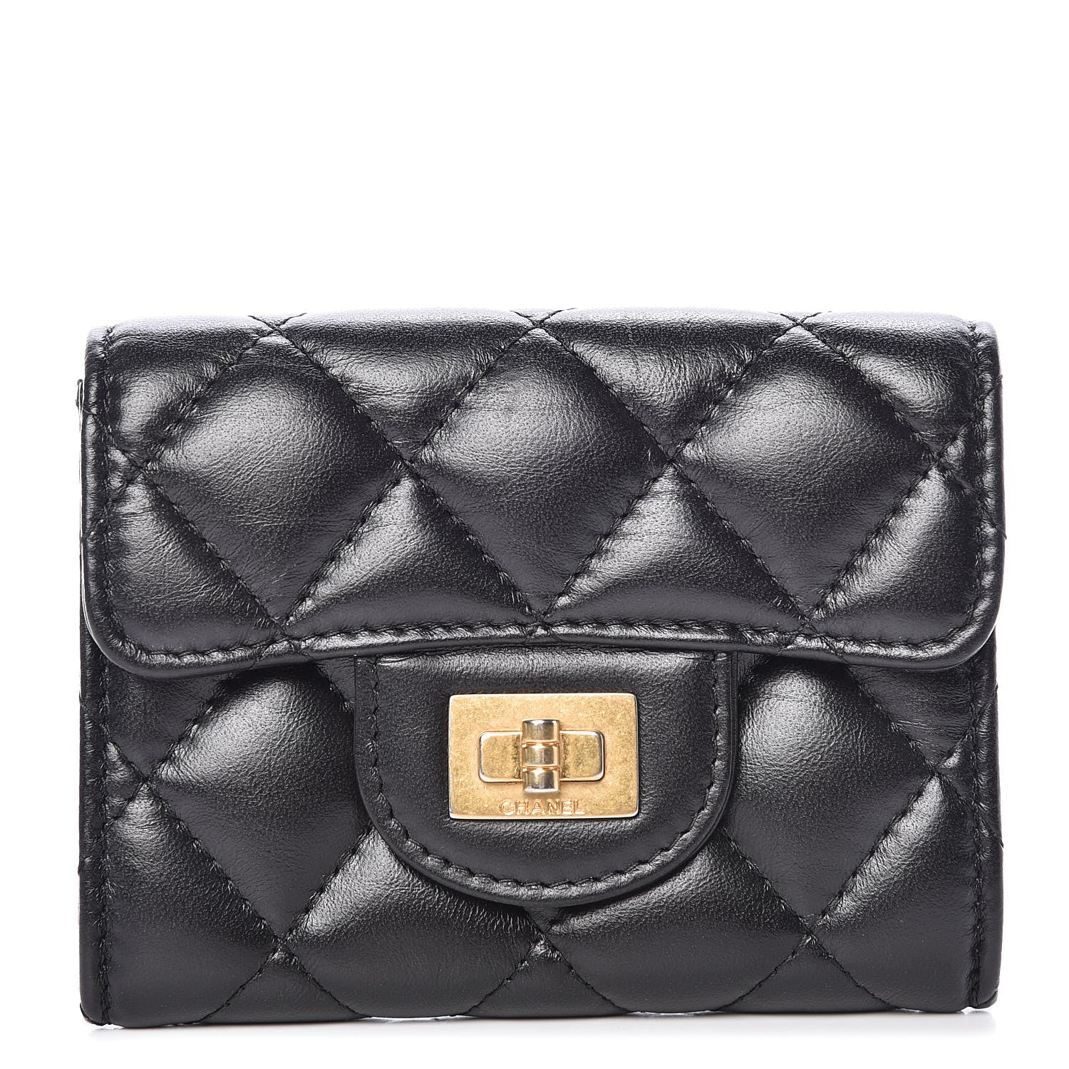 Chanel Aged Calfskin Quilted Reissue Flap Card Holder Wallet Black 1 of 11
