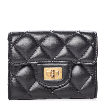 Chanel Aged Calfskin Quilted Reissue Flap Card Holder Wallet Black 1 of 11