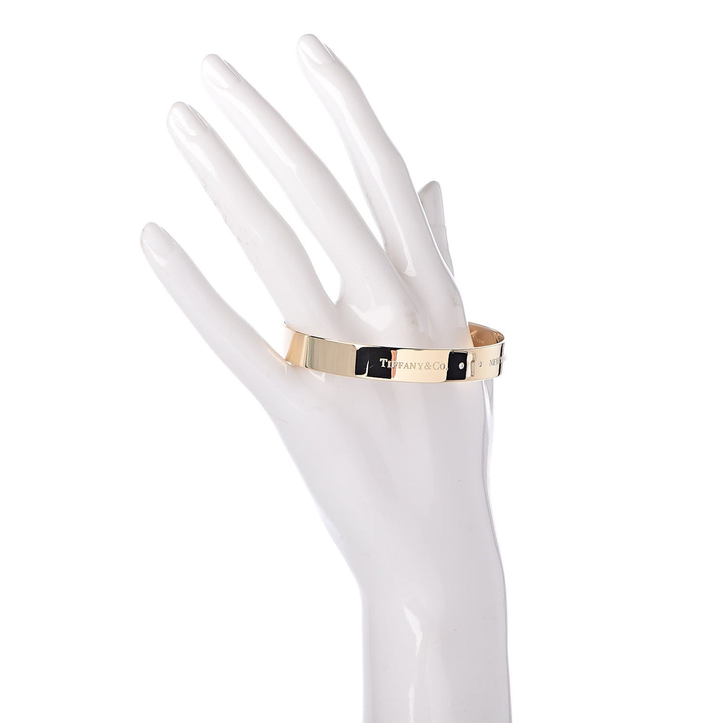 18K Yellow Gold Diamond Narrow Locks Bangle Bracelet