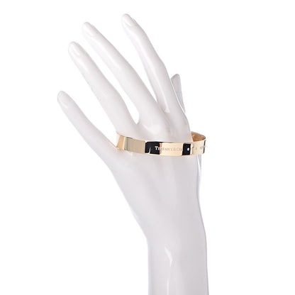 Tiffany 18K Yellow Gold Diamond Narrow Locks Bangle Bracelet 2 of 4