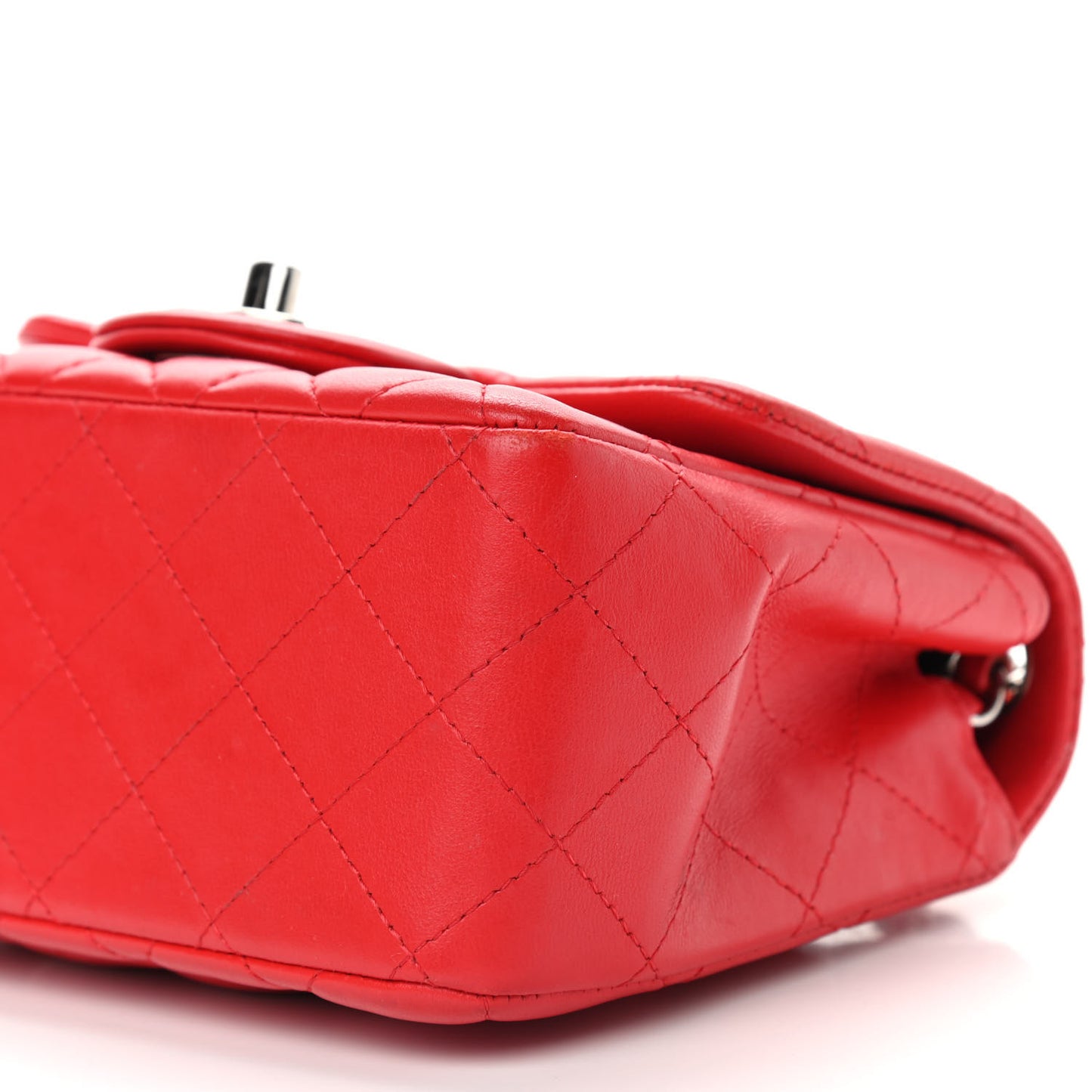 Lambskin Quilted Mini Square Flap Red