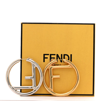 Fendi Metal FF Hoop Earrings Gold Silver 6 of 6