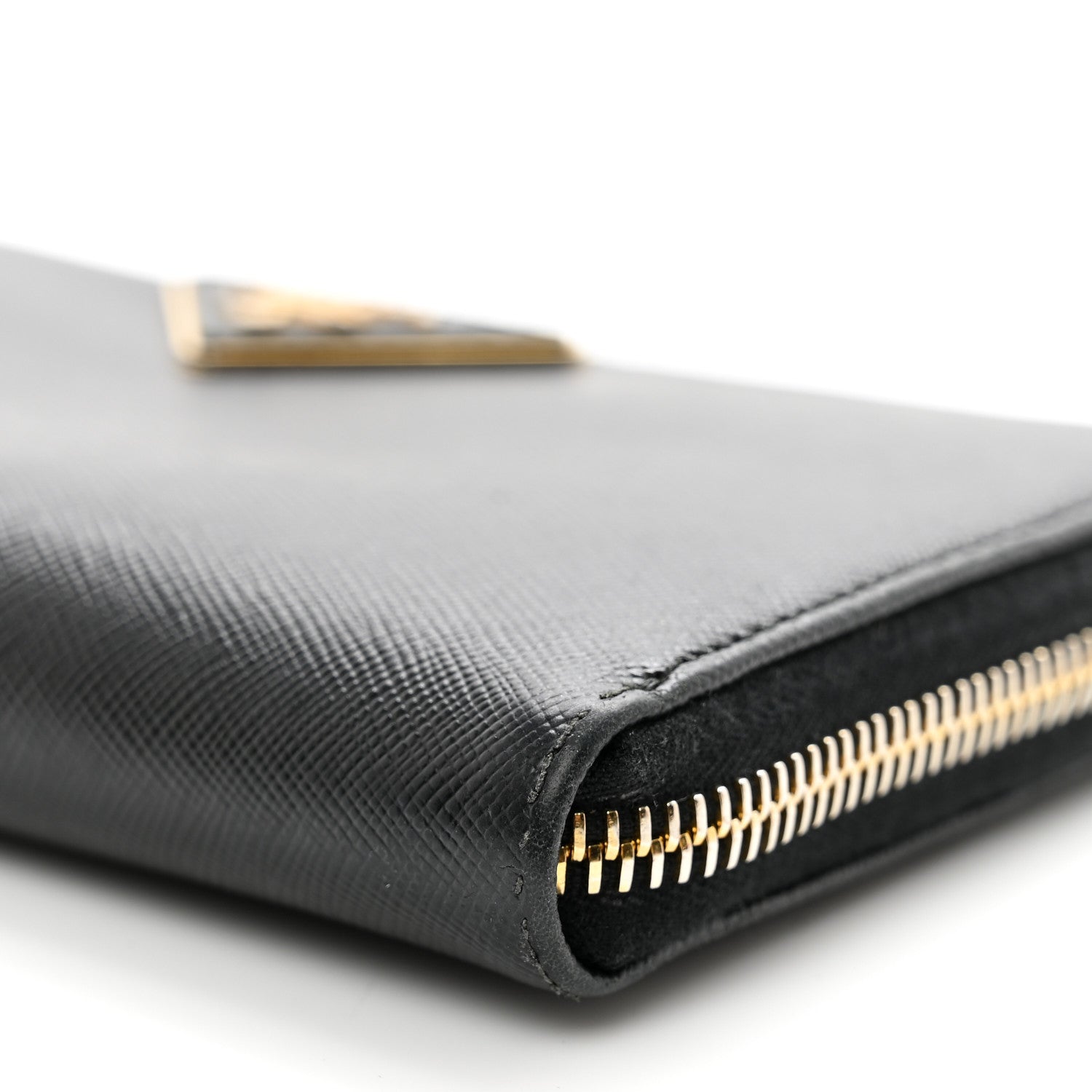 Prada Saffiano Triangle Zip Around Wallet Black 8 of 8