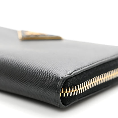 Prada Saffiano Triangle Zip Around Wallet Black 8 of 8