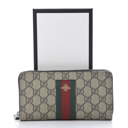 Gucci GG Supreme Monogram Web Bee Zip Around Wallet Beige Cocoa 9 of 9