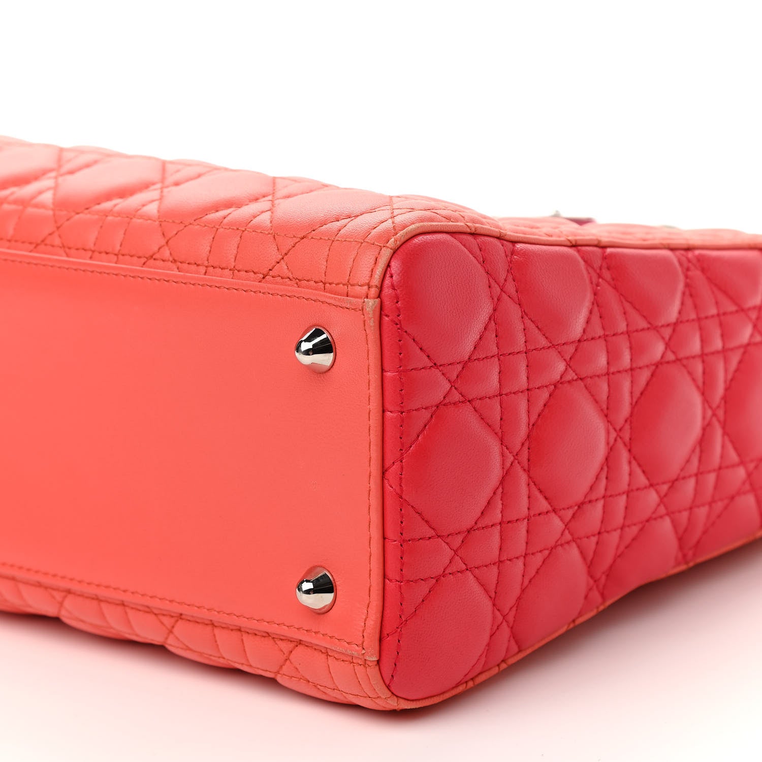 Christian Dior Lambskin Cannage Large Bi-Color Lady Dior Orange Fuchsia 10 of 13