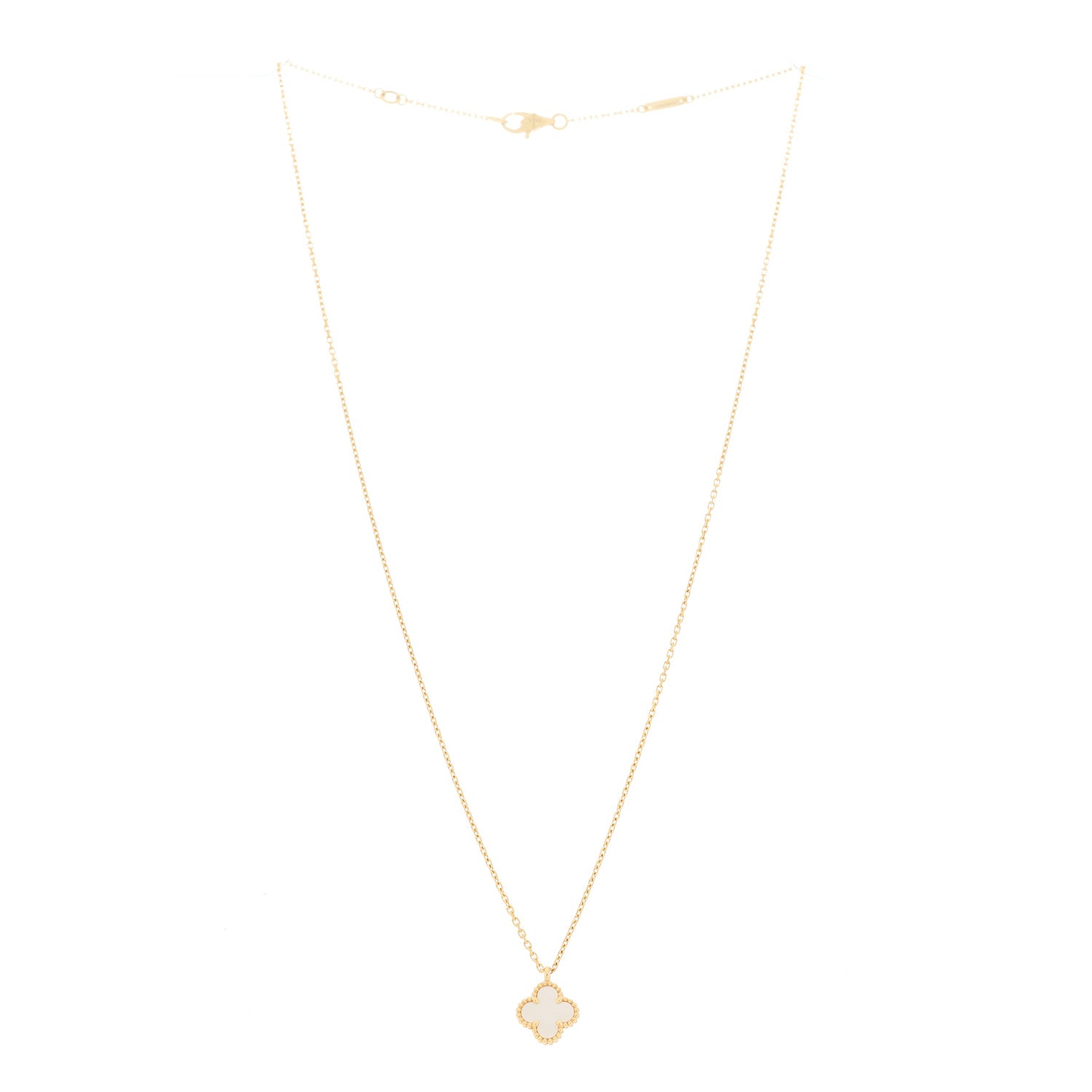 Van Cleef & Arpels 18K Yellow Gold Mother of Pearl Sweet Alhambra Pendant Necklace 3 of 6