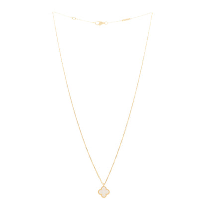 Van Cleef & Arpels 18K Yellow Gold Mother of Pearl Sweet Alhambra Pendant Necklace 3 of 6