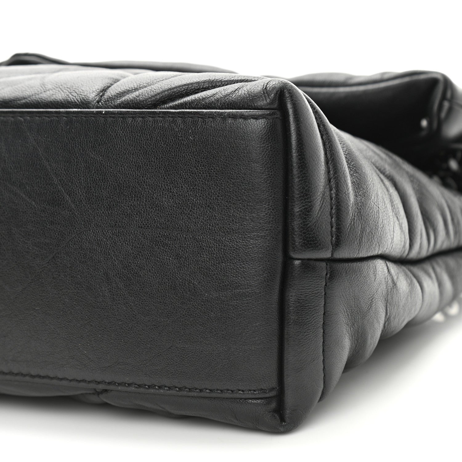 Saint Laurent Lambskin Quilted Monogram Monochrome Small Loulou Puffer Chain Satchel Black 10 of 10