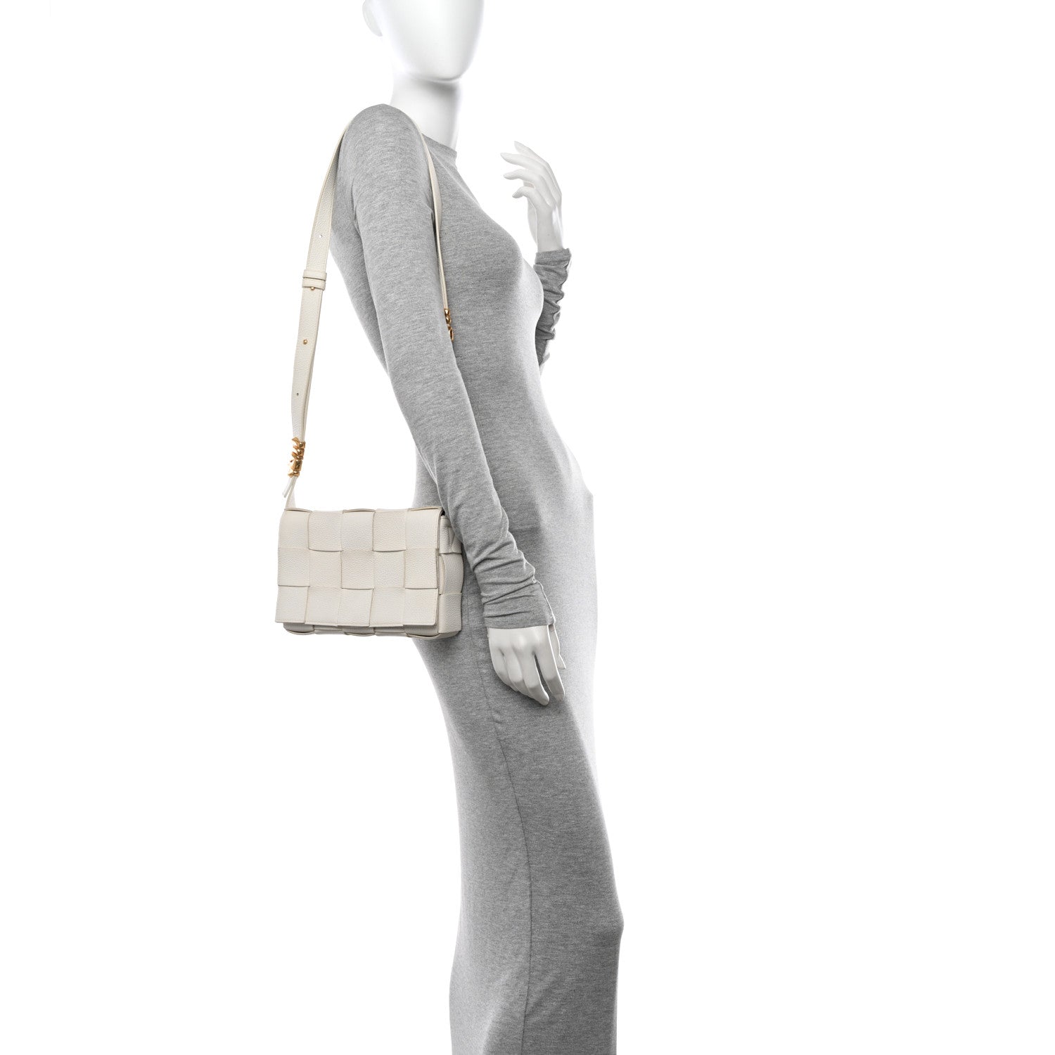 Bottega Veneta Grained Calfskin Maxi Intrecciato Cassette Crossbody Bag White 2 of 13