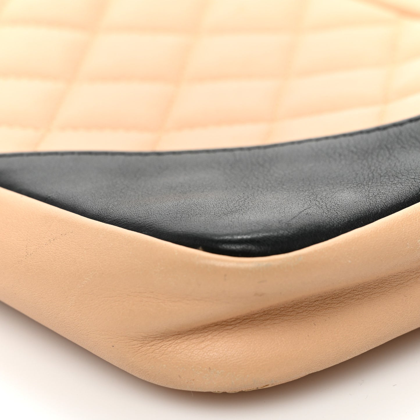 Calfskin Quilted Cambon Pochette Beige Black