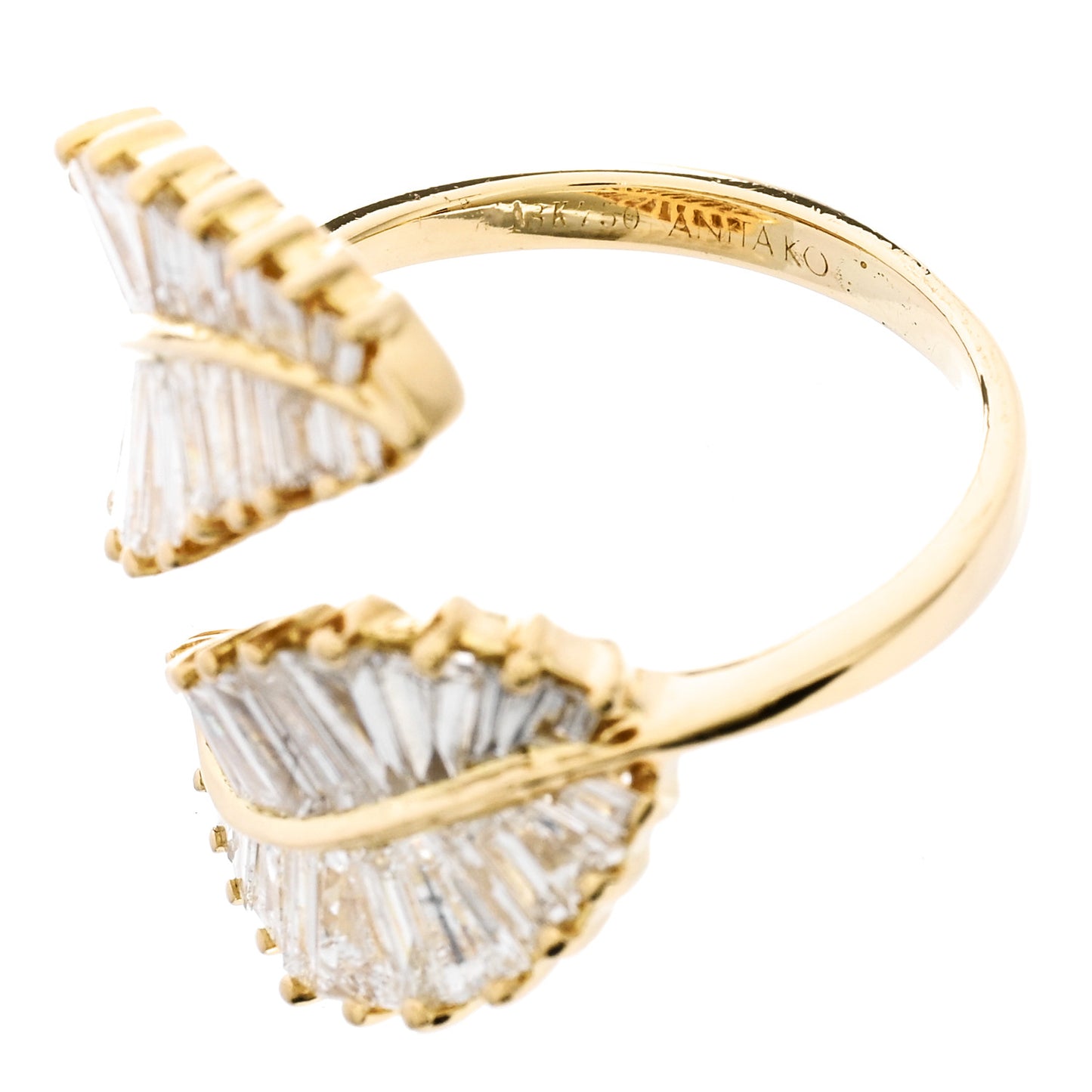 18K Yellow Gold Diamond Classic Leaf Ring 52 6