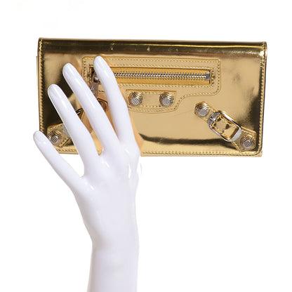 Balenciaga Laminated Calfskin Giant 12 Silver Hardware Money Wallet Gold 2 of 8