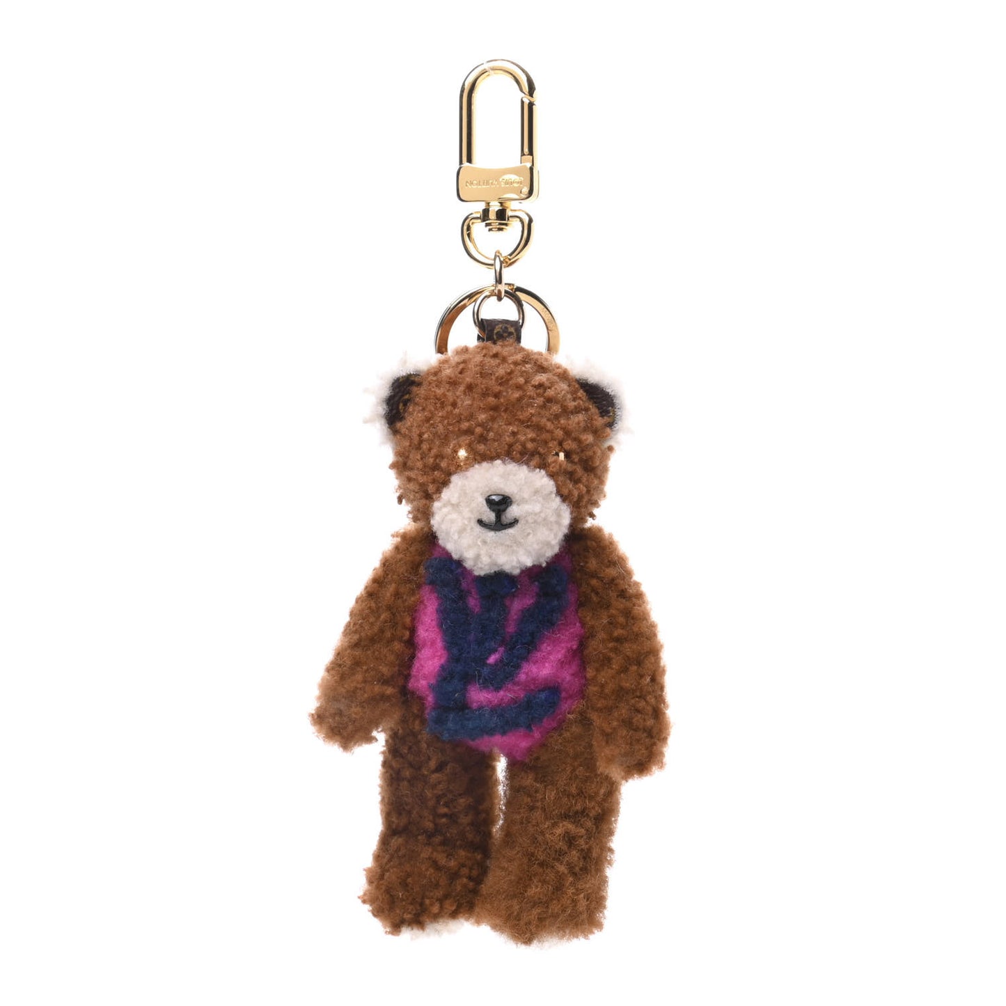 Shearling LV Teddy Bear Bag Charm Key Holder Black Pink