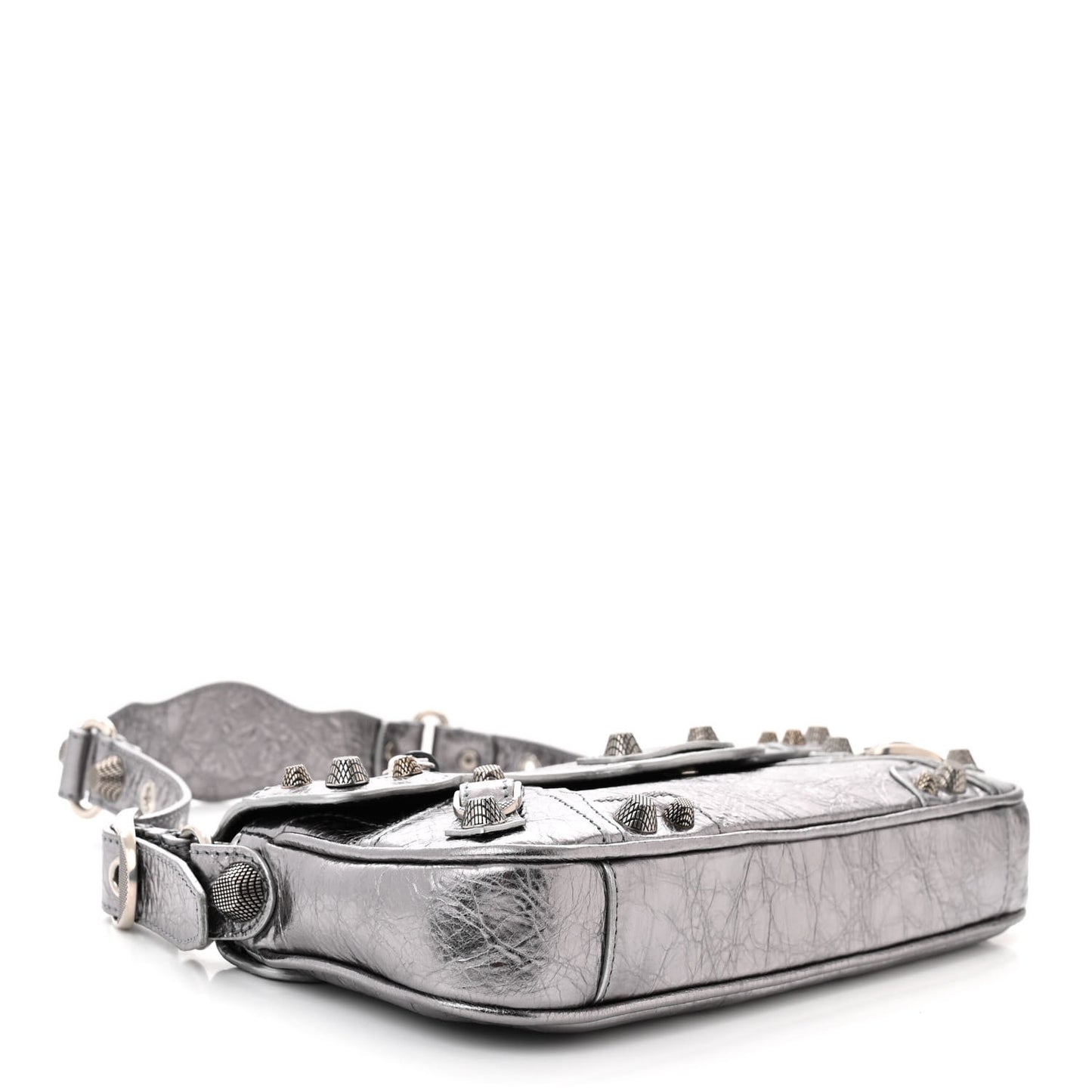 Metallic Agneau Arena Small Le Cagole Sling Bag Silver