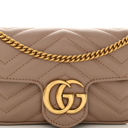 Gucci Calfskin Matelasse Super Mini GG Marmont Shoulder Bag Porcelain Rose 8 of 12