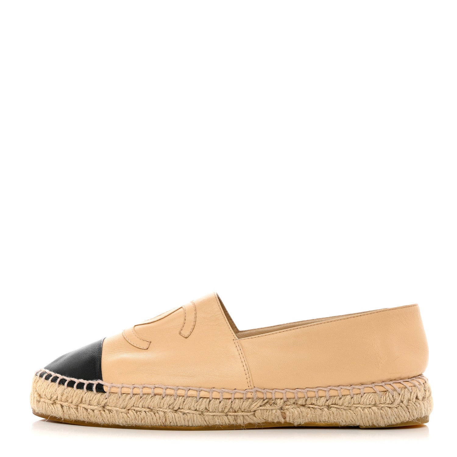 Chanel Lambskin CC Espadrilles 40 Beige Black 1 of 15