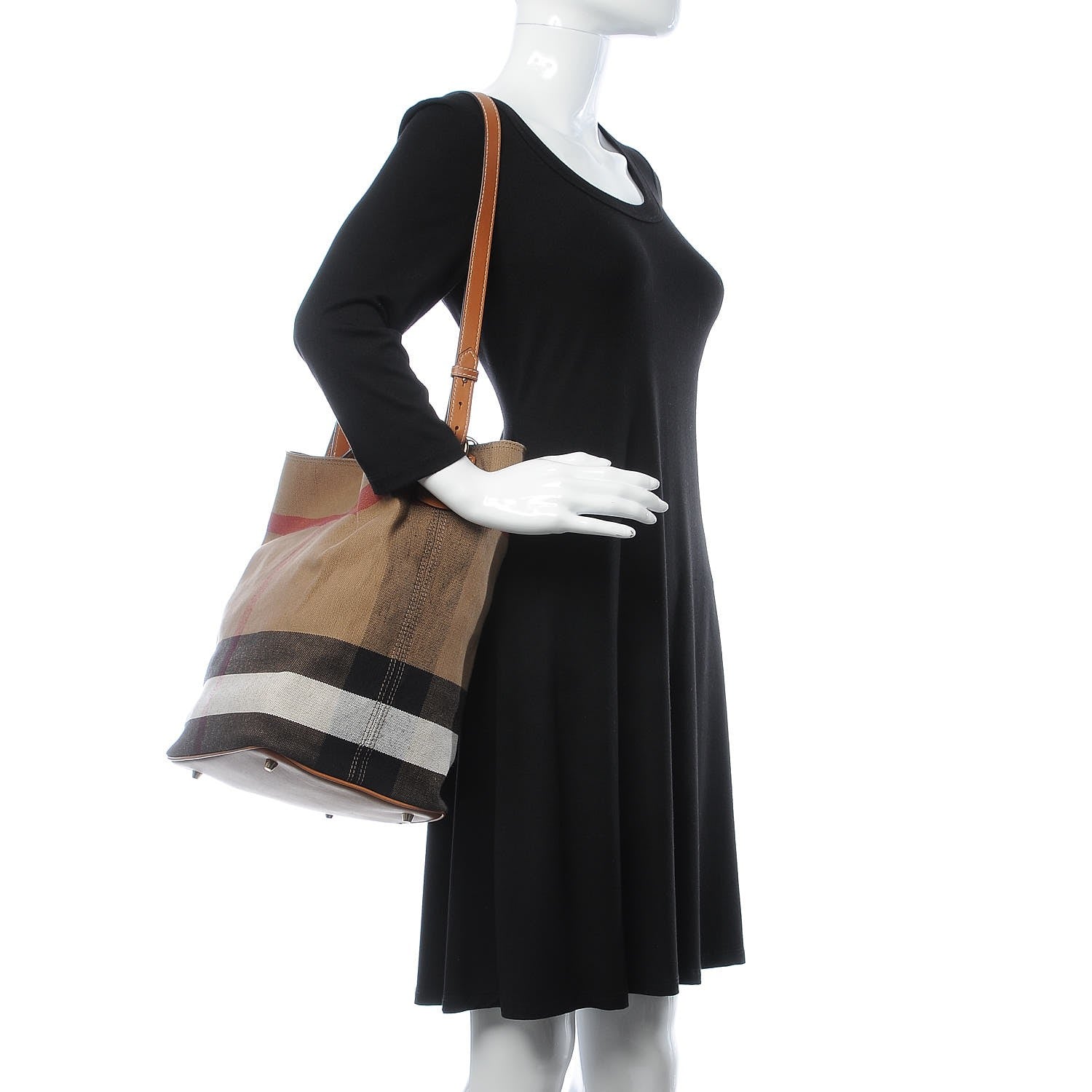 Burberry Canvas Mega Check Medium Ashby Hobo Saddle Brown 2 of 8