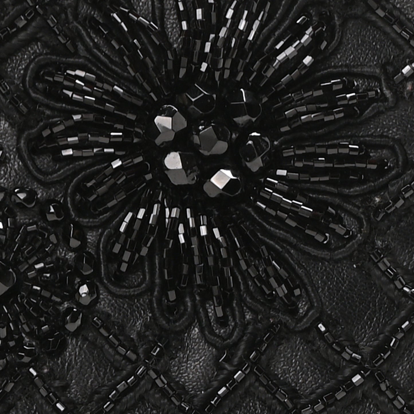 Lambskin Beaded Embroidery Medium Girello Flap Black