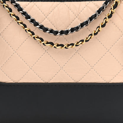 Chanel Aged Calfskin Quilted Small Gabrielle Hobo Beige Black 8 of 11