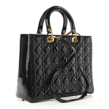 Christian Dior Patent Cannage Large Lady Dior Black 3 of 11