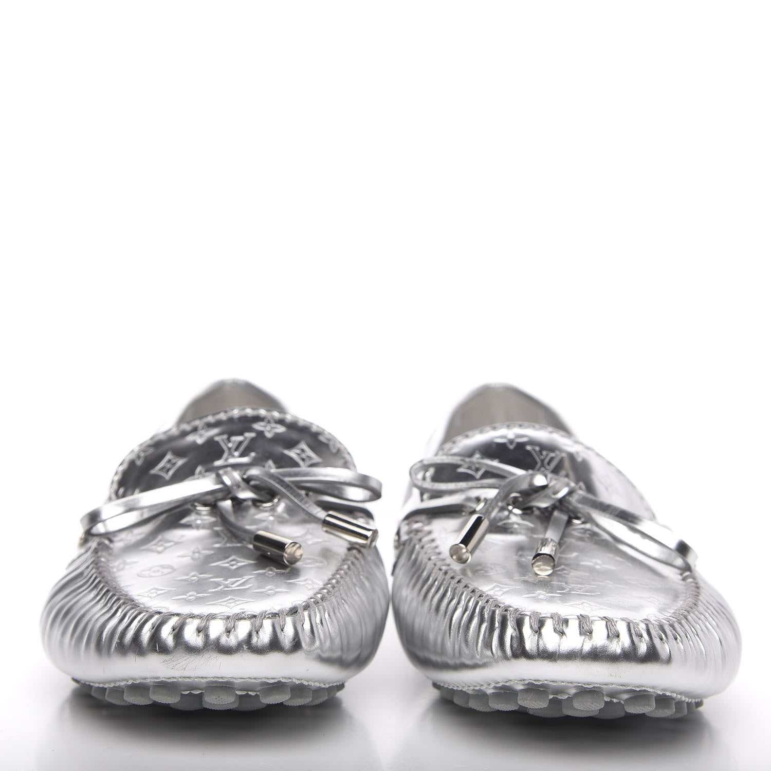 Louis Vuitton Calfskin Monogram Gloria Loafers 41 Silver 2 of 8
