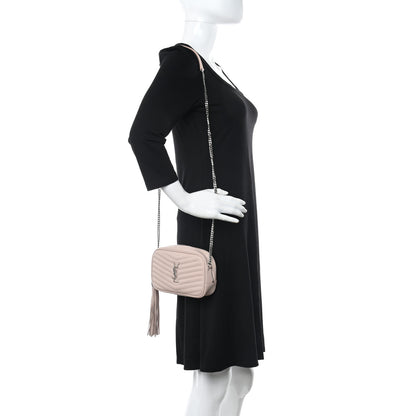 Saint Laurent Grain De Poudre Matelasse Monogram Mini Lou Camera Bag Marble Pink 2 of 9