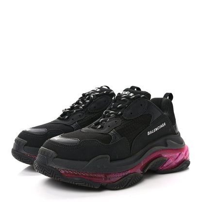 Balenciaga Fabric Mesh Clear Sole Mens Triple S Sneakers 44 Black Pink Neon 3 of 9