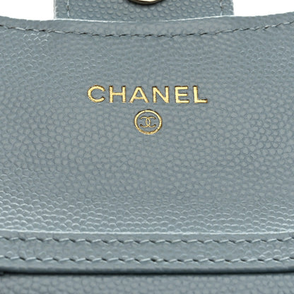 Chanel Caviar Quilted Flap Card Holder On Chain Light Blue 6 of 11