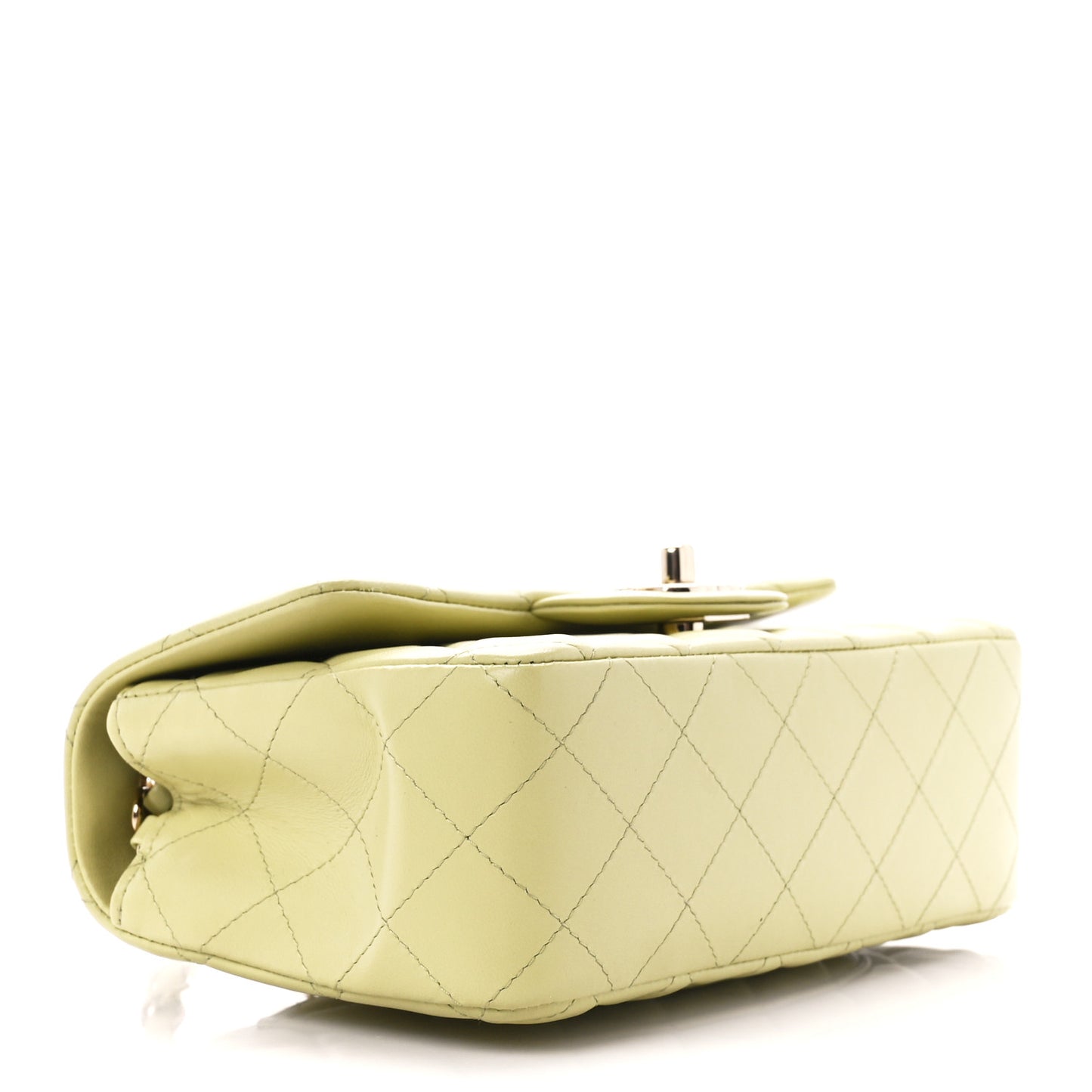 Lambskin Quilted Mini Rectangular Flap Light Green
