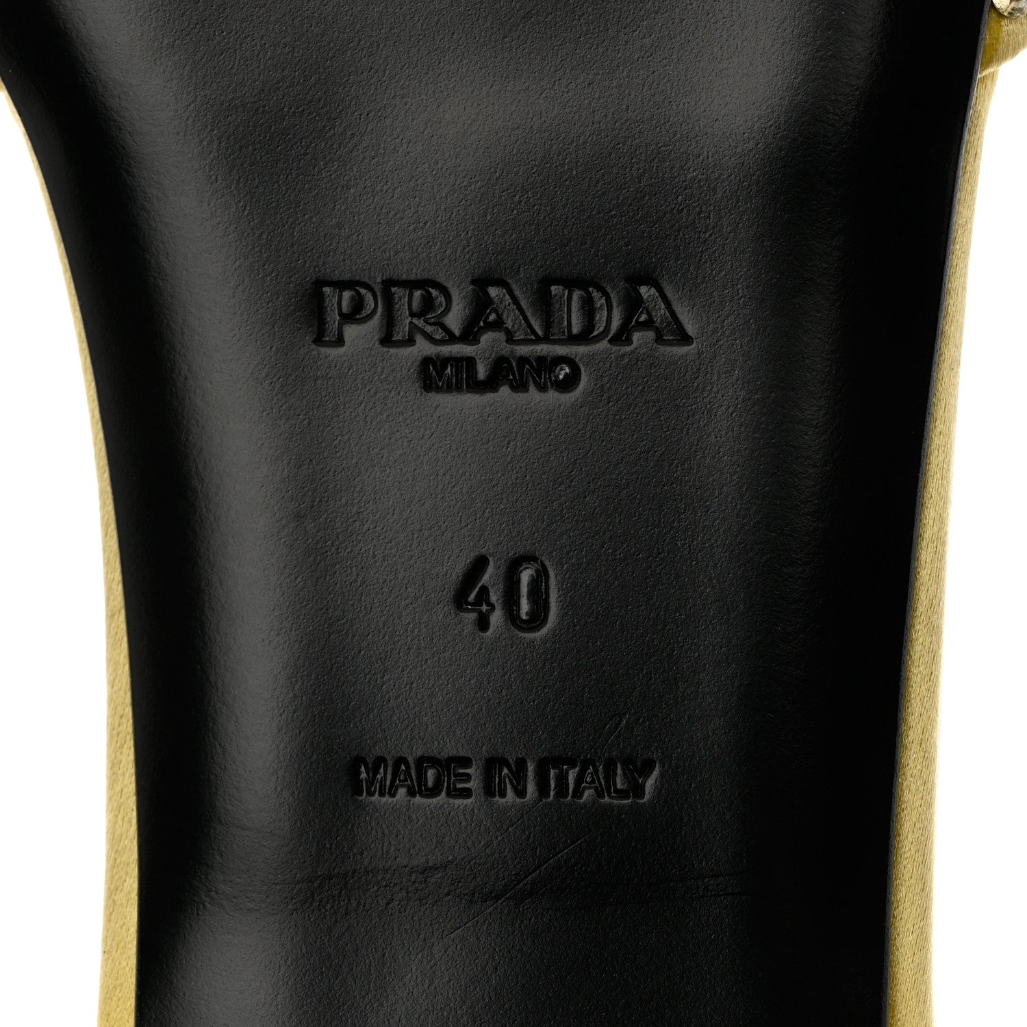 Prada Satin Crystal Logo 10mm Slide Sandals 40 Ananas 8 of 8