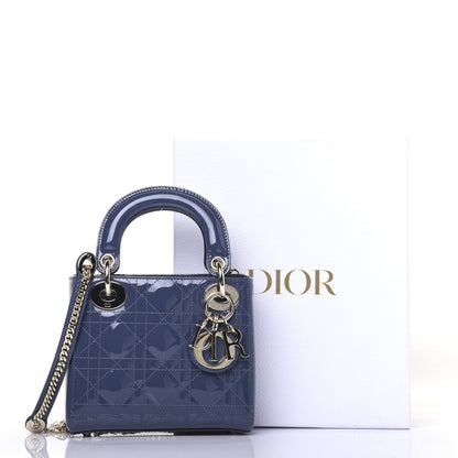 Christian Dior Patent Cannage Mini Lady Dior Denim Blue 11 of 11