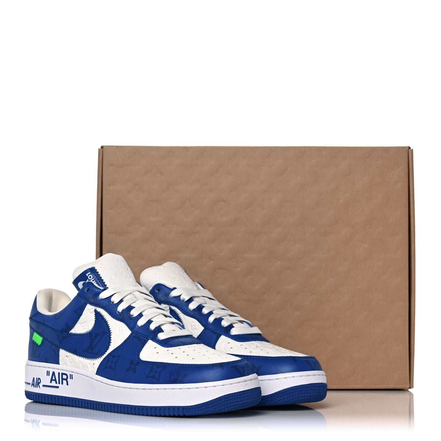 X NIKE AIR FORCE 1 Calfskin Monogram Mens Sneakers 9 Blue