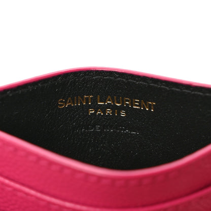 Saint Laurent Grain De Poudre Matelasse Chevron Monogram Credit Card Case Fresh Fuxia 5 of 7