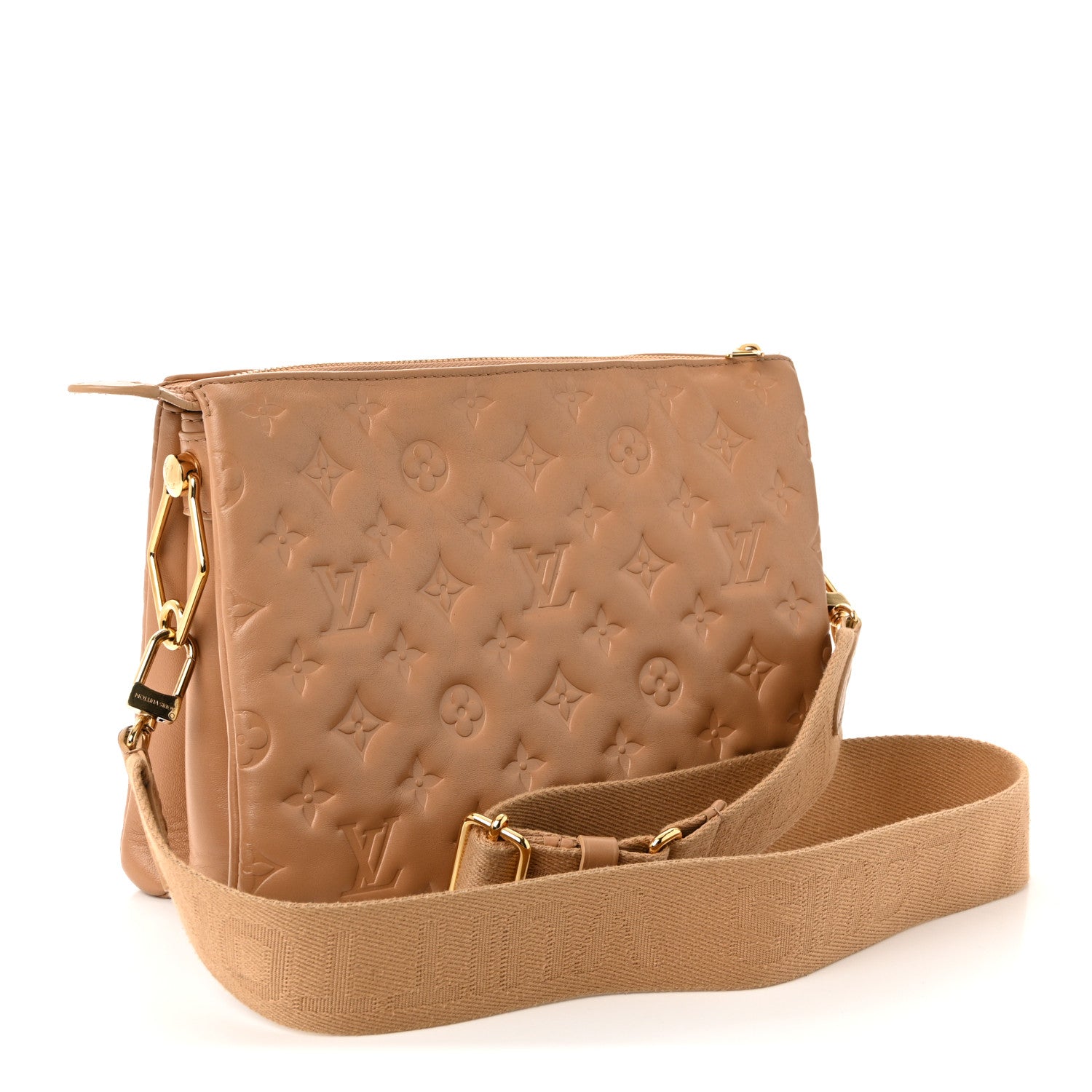 Louis Vuitton Lambskin Embossed Monogram Coussin PM Camel 3 of 10