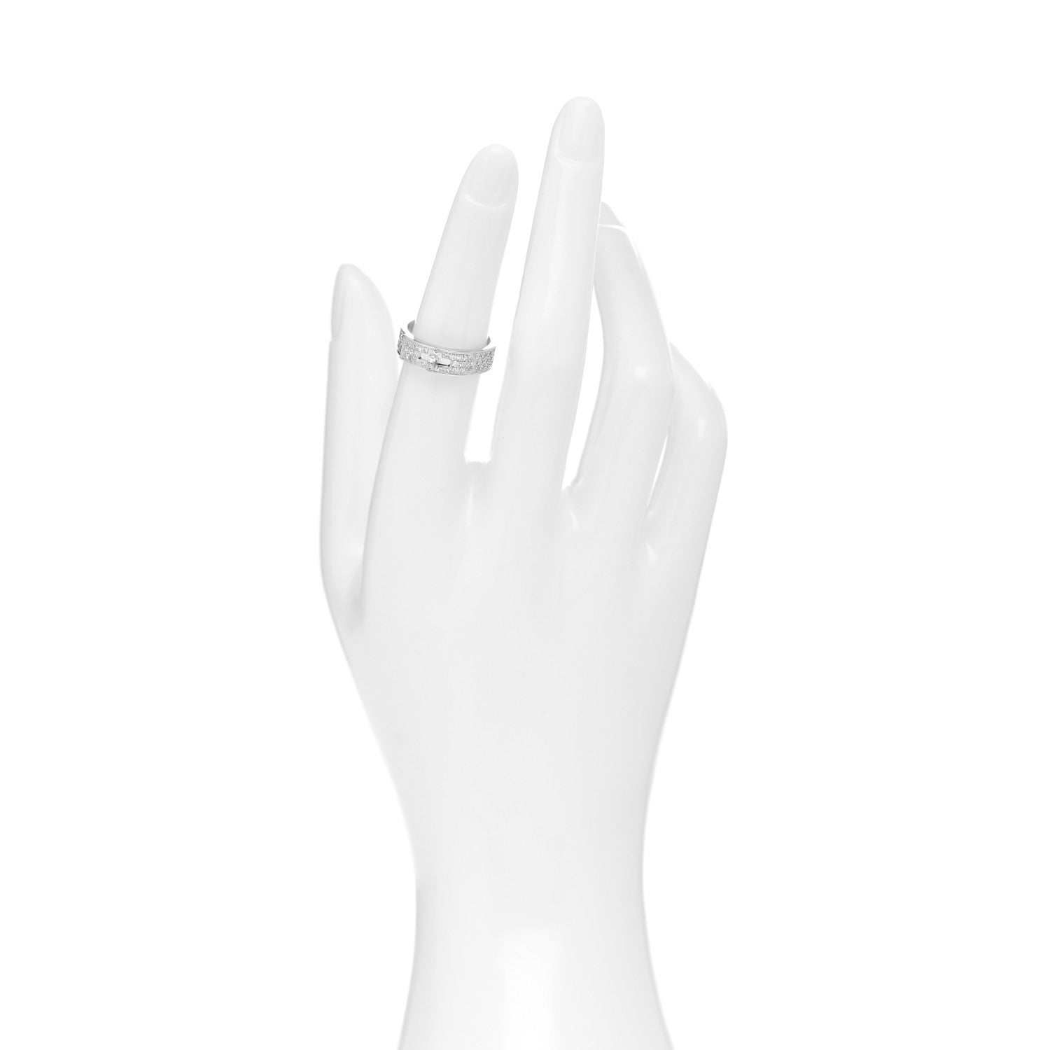 Hermes 18K White Gold Diamond Pave Kelly Ring 51 5.75 2 of 4