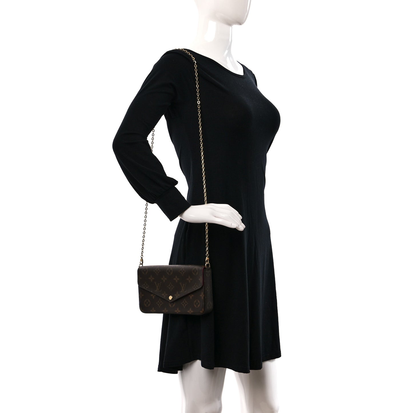 Monogram Pochette Felicie Chain Wallet Fuchsia