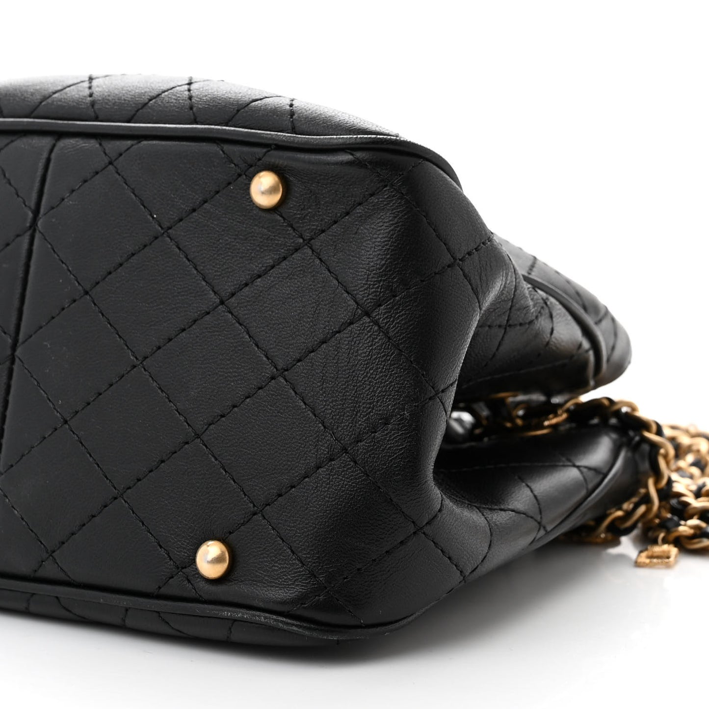 Calfskin Stitched Small Egyptian Amulet Drawstring Bag Black