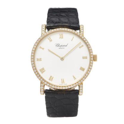 Chopard 18K Yellow Gold Alligator Diamond Bezel 34mm Classique Manual Winding Watch 1 of 8