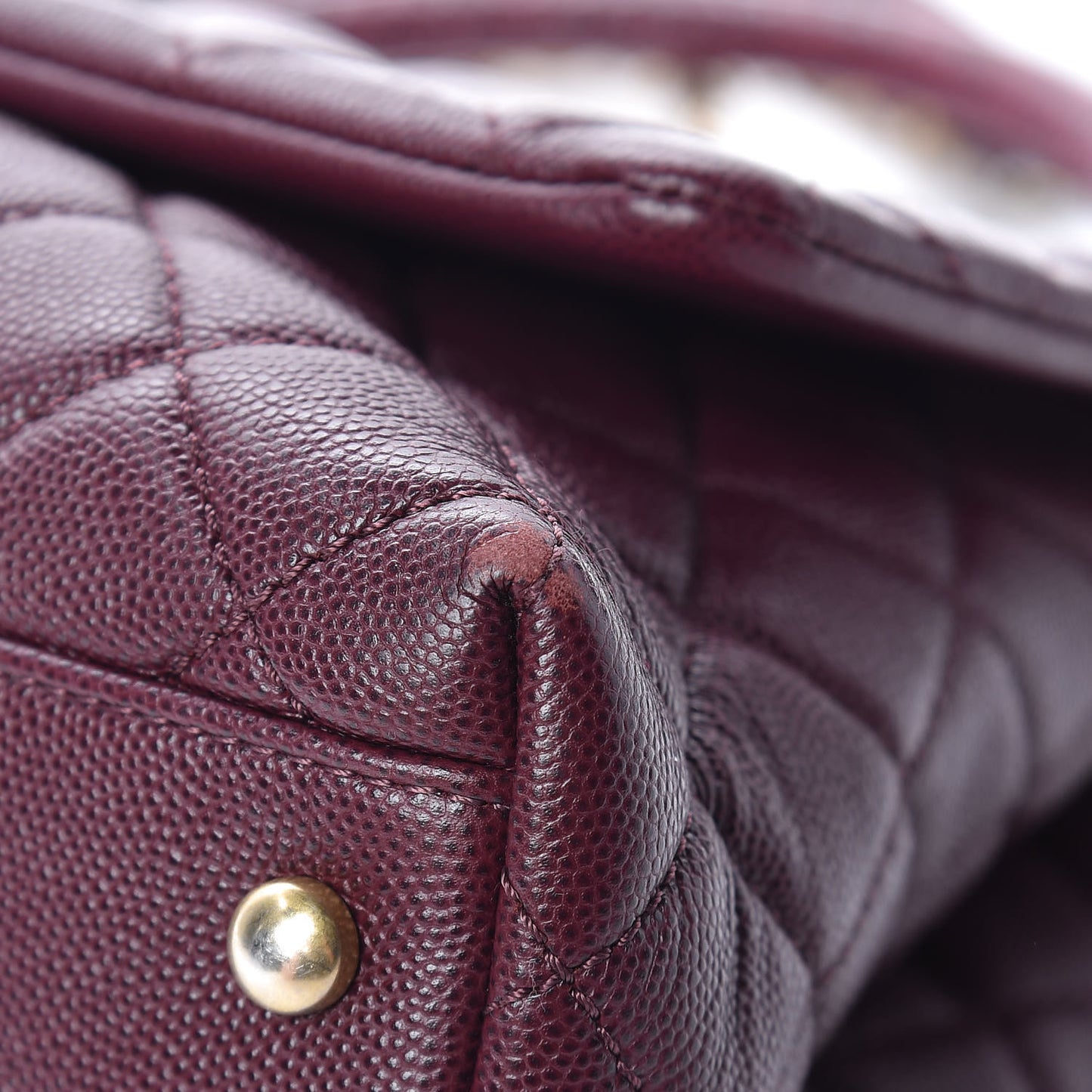 Caviar Elaphe Quilted Small Coco Handle Flap Burgundy