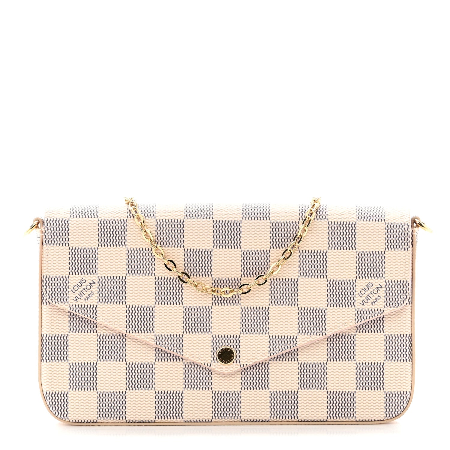 Louis Vuitton LOUIS VUITTON Damier Azur Pochette Felicie Chain Wallet Rose Ballerine 1 of 8