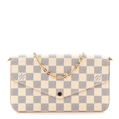 Louis Vuitton LOUIS VUITTON Damier Azur Pochette Felicie Chain Wallet Rose Ballerine 1 of 8