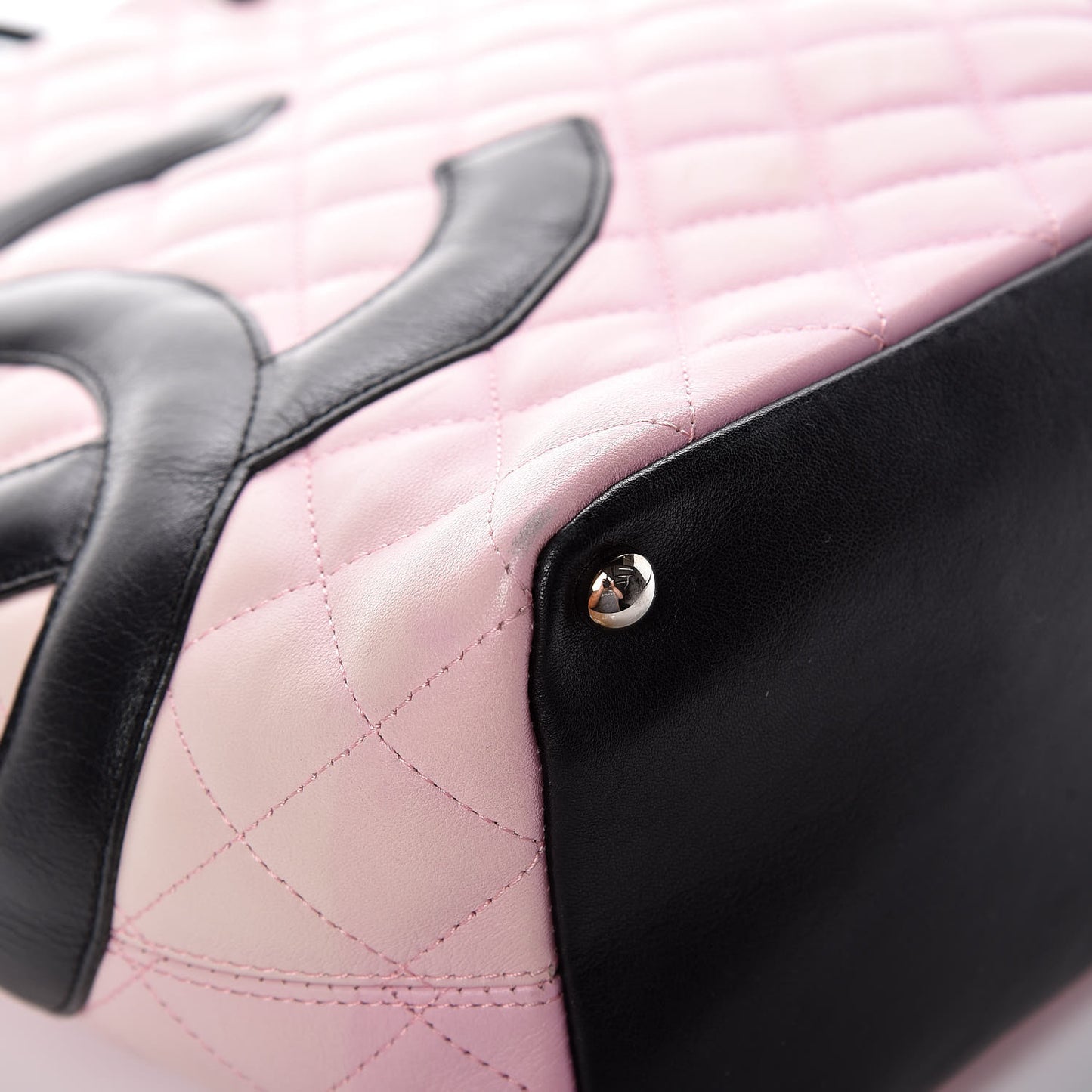 Calfskin Quilted Medium Cambon Tote Pink Black