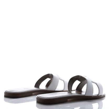 Hermes Box Calfskin Oran Sandals 39 White 5 of 10