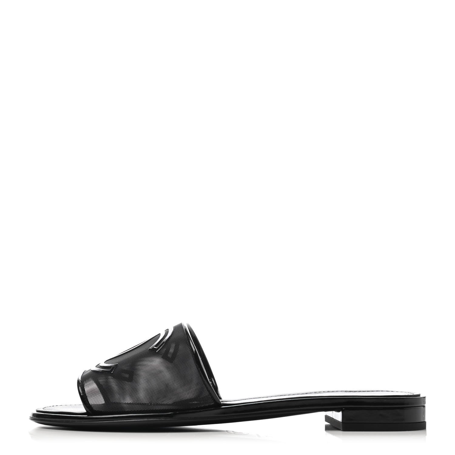 Chanel Mesh Patent Calfskin CC Mules 39 Black 1 of 4