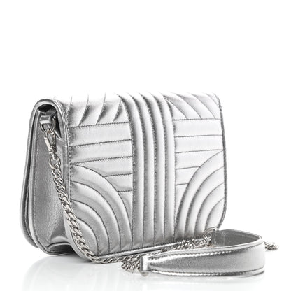 Prada Metallic Nappa Impunture Small Diagramme Crossbody Bag Cromo 3 of 10