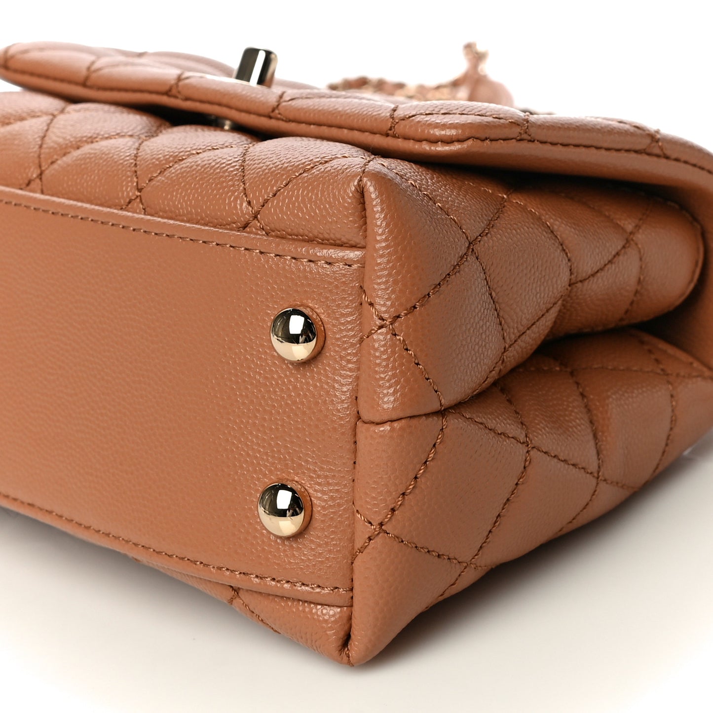 Caviar Quilted Extra Mini Coco Handle Flap Brown