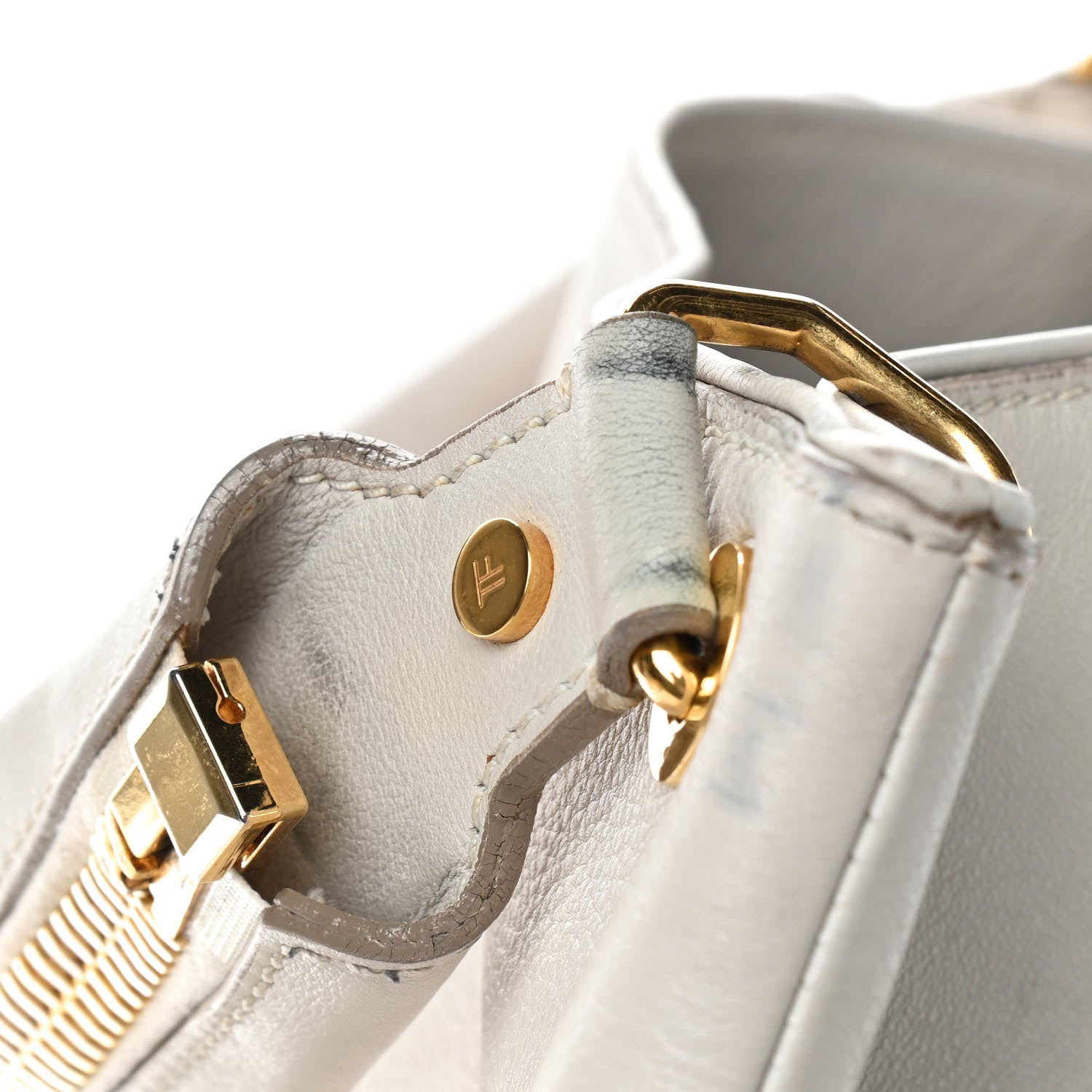 Tom Ford Calfskin Zipper Strap Hobo White 13 of 13